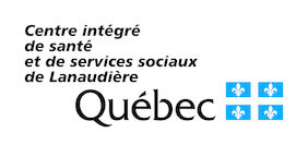 Logo : Centre intégré de santé et de services sociaux de Lanaudière et drapeau du Québec. 